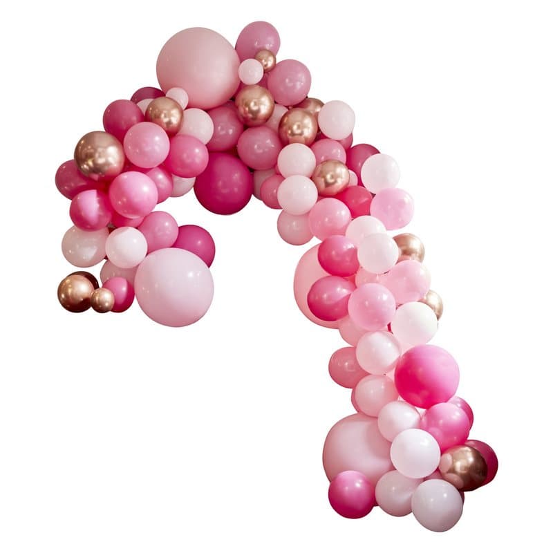 Ballonggirlang Rosa/Roséguld/vit med 200 ballonger
