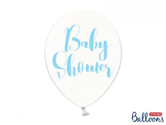 Ballong "Babyshower" transparent/blå, 5-pack