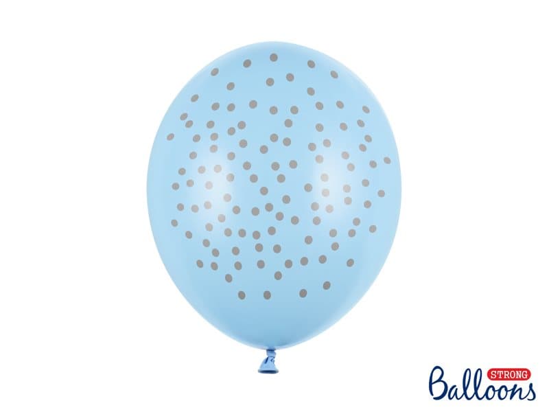 Ballonger Blå med silver prickar, 6-pack