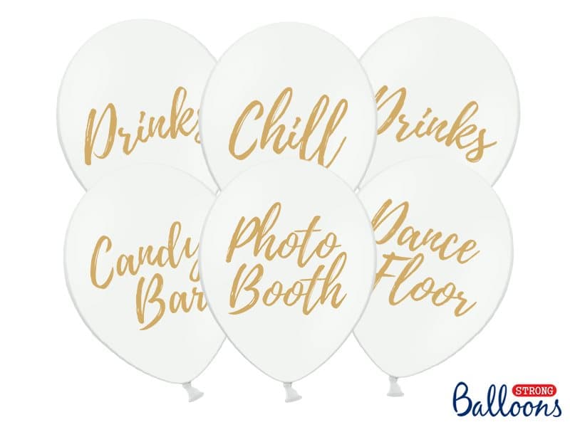 Ballonger Vita till fest & bröllop, 6-pack