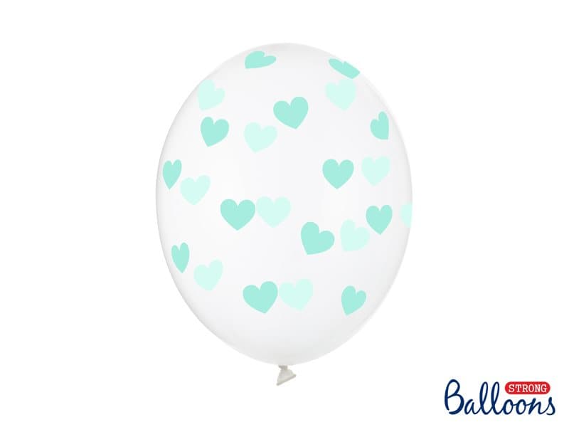 Ballonger Mintgrön hjärta, 6-pack