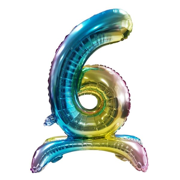Realmax Stående nummer 6 Rainbow Gradient Folieballon Multicoloured One Size