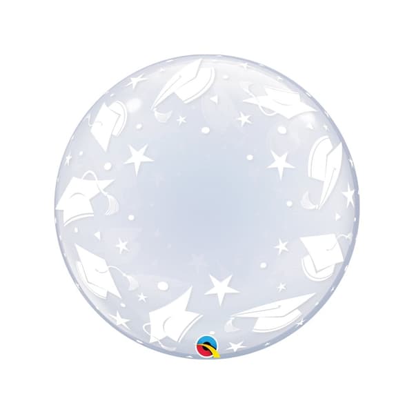 Qualatex Deco Graduation Bubble Balloon Light Grey/White One Size