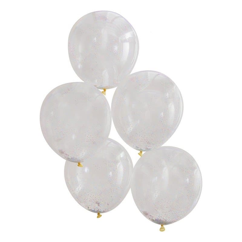 Konfettiballong med pärlkonfetti Pastell, 5-pack