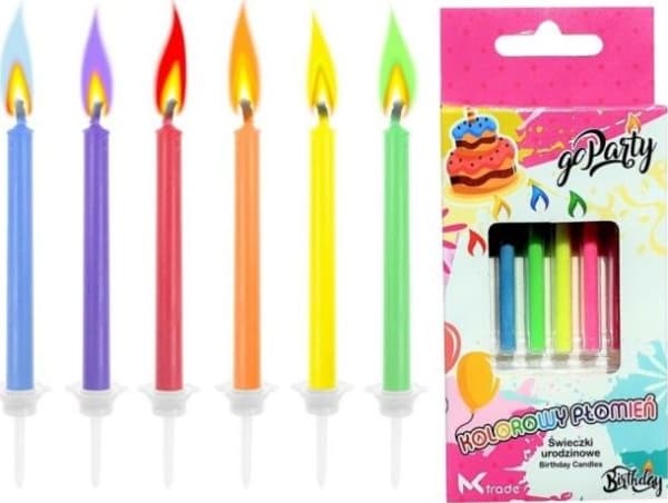 MK TRADE Bursdagslys SF-884, Colorful Flames 6 stk