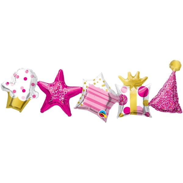 Qualatex Garland Birthday Balloon Pink One Size