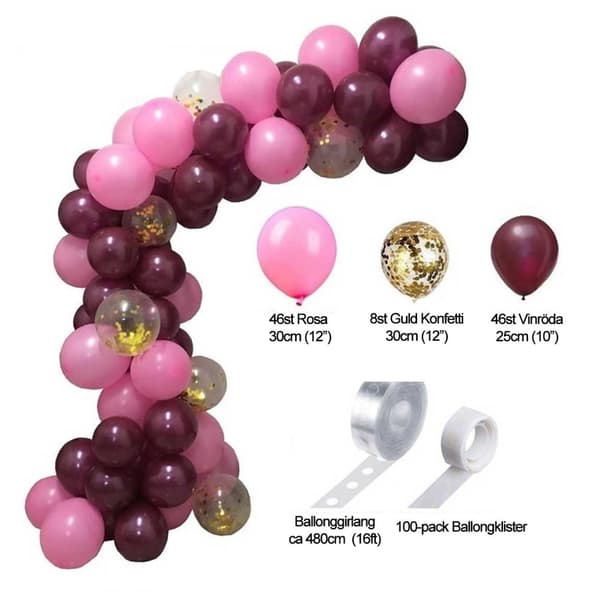 Ballon Arc Pink Lilla - Komplet Balloon Girlang 5m