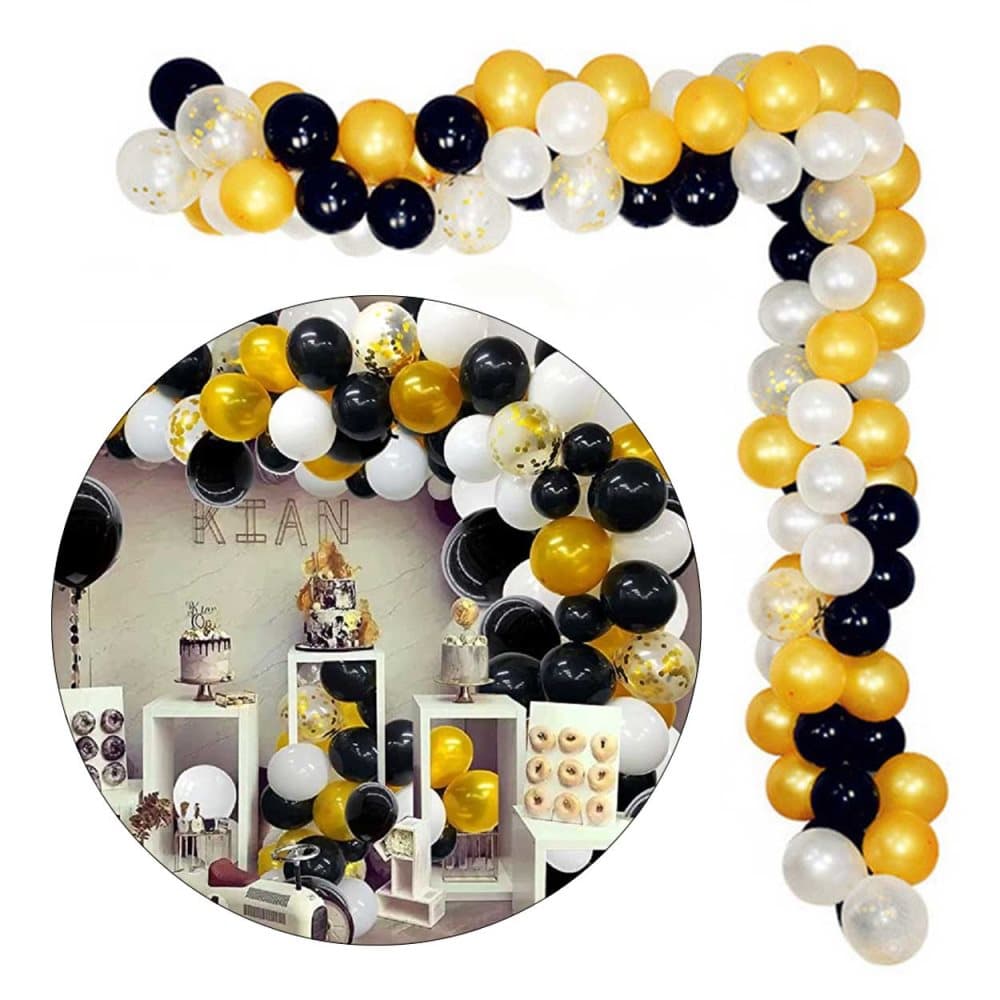 Bilde av Balloon Arch Black Gold - Complete Balloon Girlang 5m