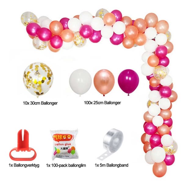 Ballongbåge Roséguld Konfetti – Komplett Ballonggirlang 5m