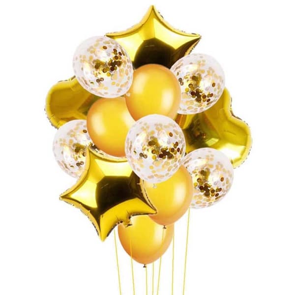 Gold Balloon Heart Star Foil Ballons Confettiballons