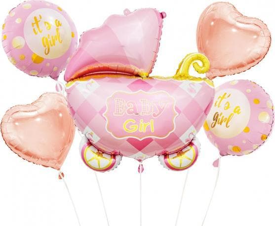 Folieballonger - rosa vogn 5 stk BZ-HWZR