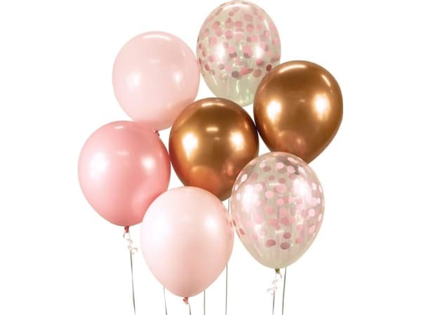 GoDan Beauty&Charm ballongbukett rosa og kobber 7 stk 30cm BB-RMD7