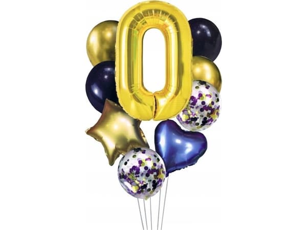 Sett med ballonger nummer 1, høyde 40-60cm, 9 stk BCF-204-0