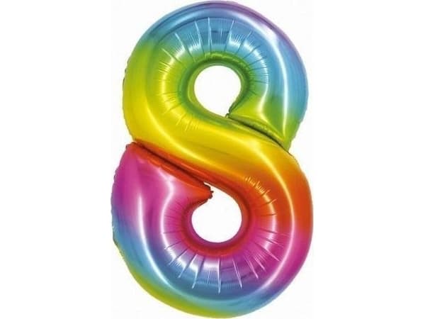 GoDan Folieballong Smart Number 8, regnbue, 76cm CH-STC8