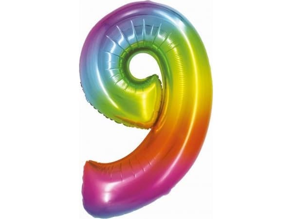 GoDan Folieballong Smart Number 9, regnbue, 76cm CH-STC9