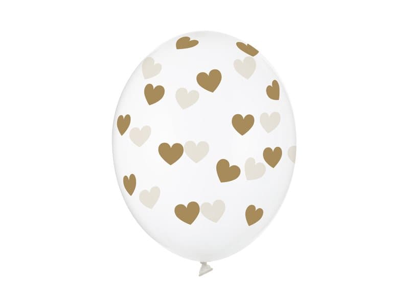 Ballonger Guld hjärta, 6-pack