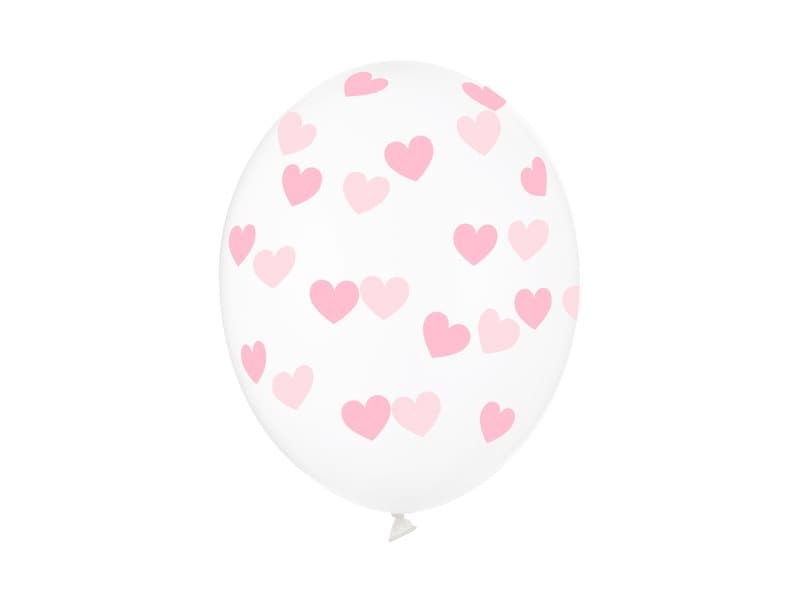 Ballonger Ljusrosa hjärta, 6-pack