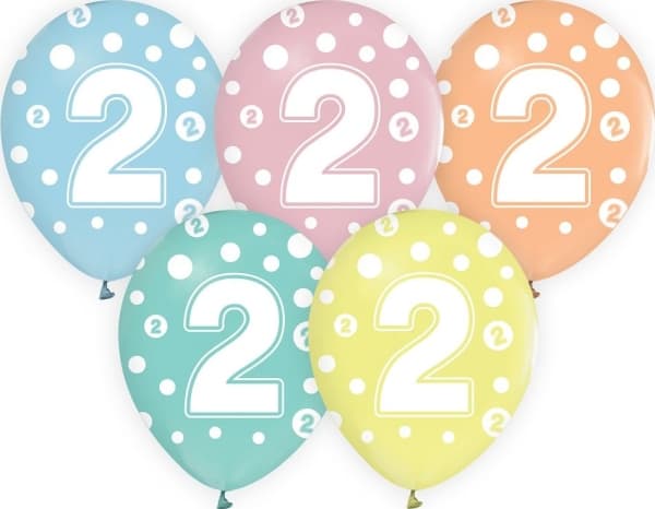 GoDan Balloons with numbers: 2, 12 "/ 5 pcs. Godan