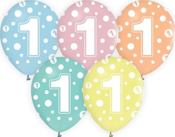 GoDan Balloons with numbers: 1, 12 "/ 5 pcs. Godan