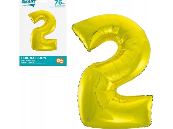 GoDan folio ilmapallo numero 2 kultainen Smart 76cm