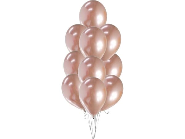GoDan metallballonger rosa og gull, B&C, 30 cm, 10 stk.