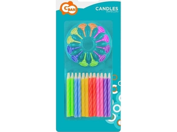 GoDan Spiral bursdagslys MIX 6cm 12 stk