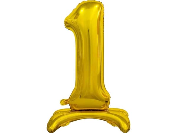 GoDan folieballong stående nummer 1 guld - 74 cm universal