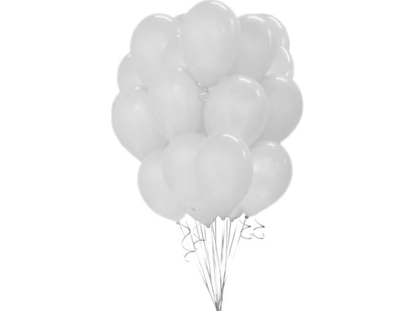 GoDan Metallic White ilmapallot, B&amp;C, 30 cm, 50 kpl.
