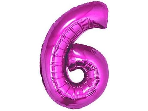 GoDan Folieballong nummer "6", rosa, 85 cm