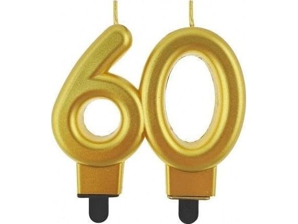 GoDan Number stearinlys 60 Beauty&Charm metallisk gull 8cm
