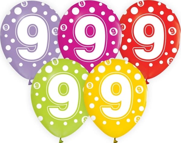 GoDan ilmapallot numeroilla: 9, 12"/ 5 kpl Godan