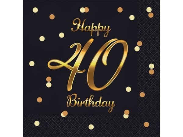 GoDan Serwetki B&C Happy 40 Birthday svart 20szt