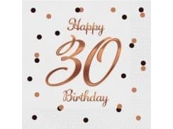 GoDan B&amp;C Happy 30th Birthday servetter vit 33x33cm 20st