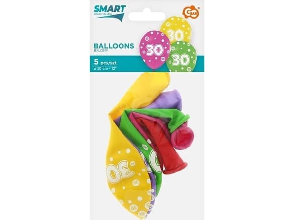 GoDan Ballonger nummer 30 års bursdag 30cm 5stk