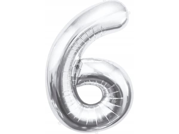 GoDan Folieballong "Number 6", silver, 92 cm KK