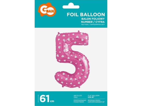 GoDan foliopallo numero 5, vaaleanpunainen, sydämet, 61 cm
