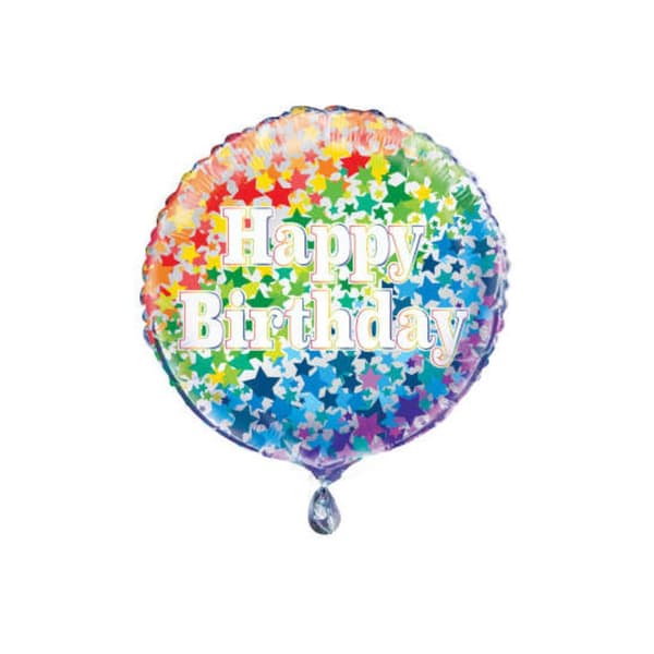 Unique Party Happy Birthday Stars Foil Balloon Rainbow One Size