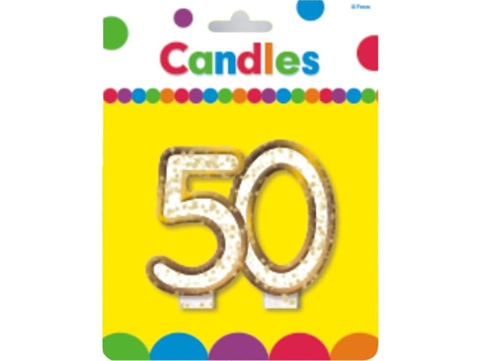 MK Candle for a 50's with glitter and a golden border - 1 piece universal