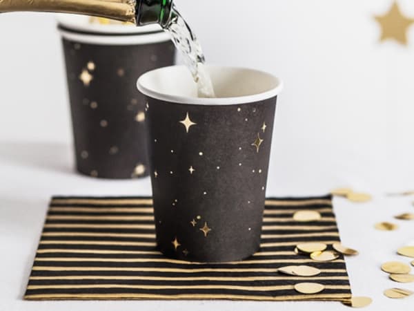 PartyDeco KPP27-010-EU1, 260 ml, papper, Svart, Guld, 80 mm, 80 mm, 120 mm