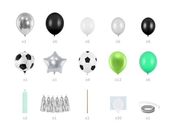 PartyDeco GBN8, Toy balloon, Folie, Svart, Grön, Silver, Vit, Temafest, Modellballonger, 8 År