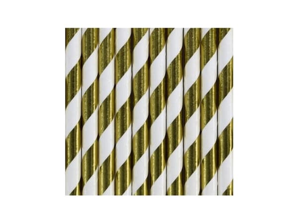 Papir sugerør metallic guld striber