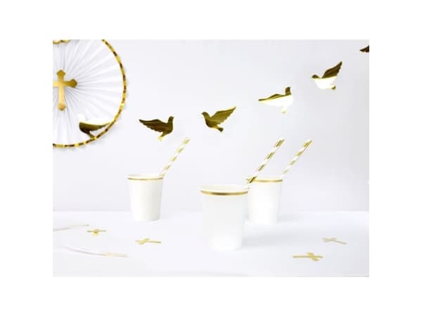 Papir sugerør metallic guld striber