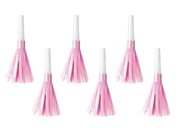 PartyDeco HOR1-081J, Partytuta, Rosa, Vit, 6 styck, Födelsedag, 125 mm, 140 mm