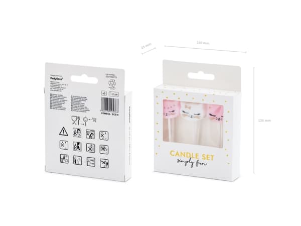 PartyDeco SCS-4, Stearinlys, Sort, Gull, Rosa, Hvit, 6 stykker