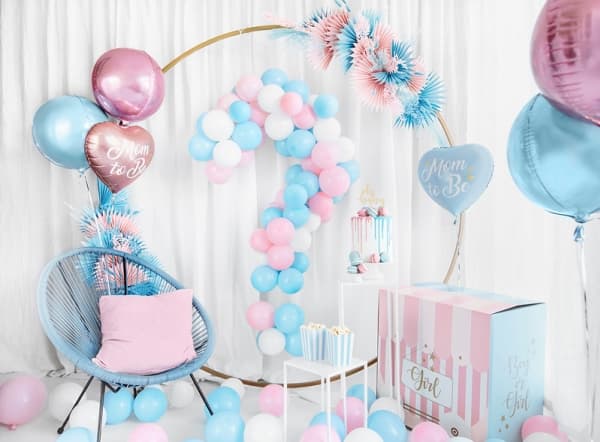 PartyDeco FB92-001-KARTON, Blå, Gull, Hvit, Hjerteformet, Folie, Temafest, Engelsk, 35 cm