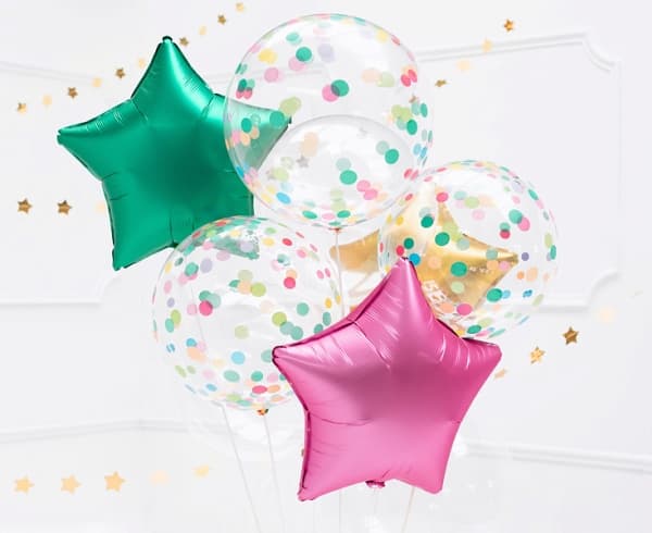 PartyDeco ORB16-2-000, Lekeballong, Flerfarget, Gjennomsiktig, Bursdag, Rund, 40 cm, 1 stykker