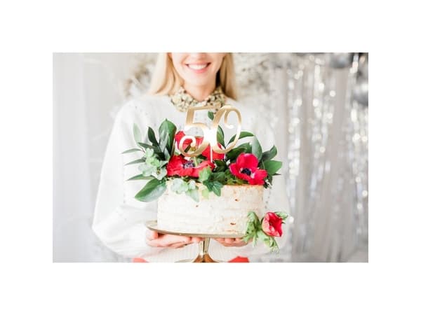PartyDeco Kakunpäällyste "50", kultainen, 20.5cm yksi kokoa