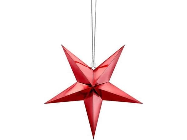 PartyDeco Paperitähti, 30cm, punainen, yksi koko