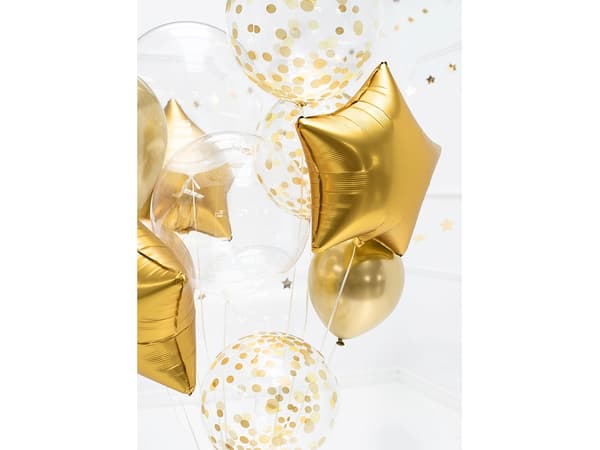 PartyDeco ORB16-2-019, Ilmapallo, Kulta, Läpinäkyvä, Yksivärinen, Syntymäpäivä, Pyöreä, 40 cm