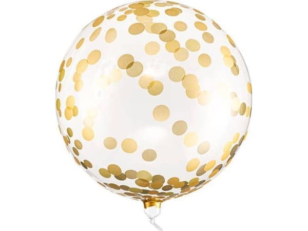 PartyDeco ORB16-2-019, Ilmapallo, Kulta, Läpinäkyvä, Yksivärinen, Syntymäpäivä, Pyöreä, 40 cm